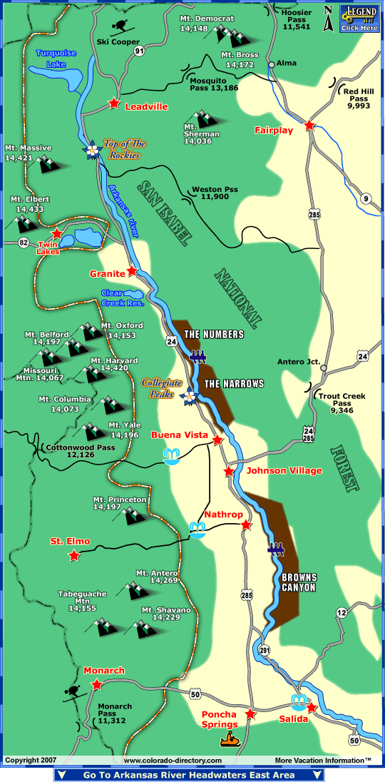 Arkansas River Map Colorado Arkansas River Headwaters North Fishing Map | Colorado Vacation Directory
