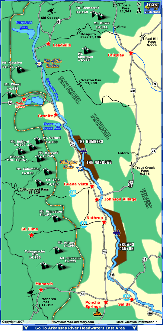 Map Of Arkansas River In Colorado Arkansas River Headwaters North Fishing Map | Colorado Vacation 