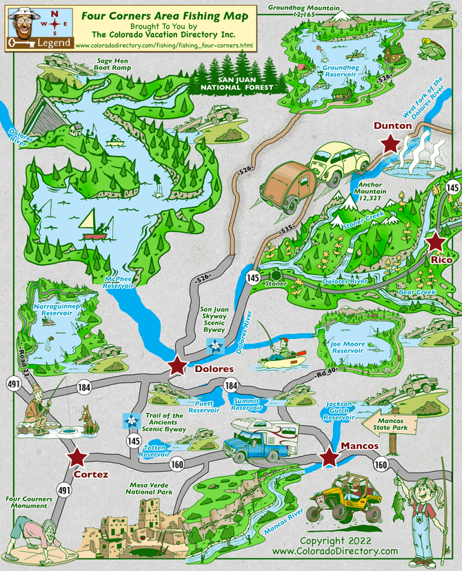 Four Corners Area Fishing Map, Colorado