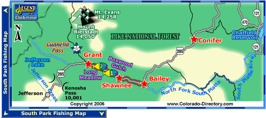 Fishing Map of the South Platte River, North Fork, Colorado