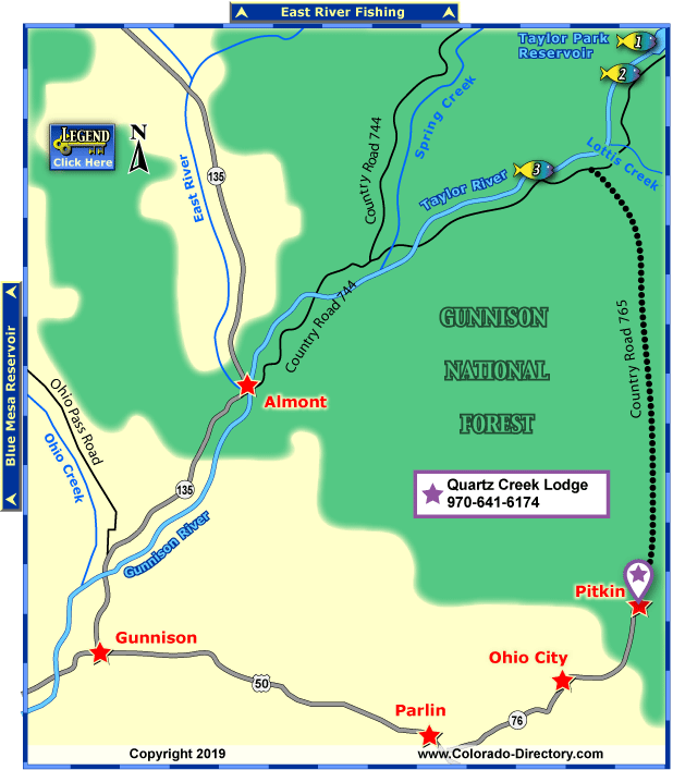 Taylor River Fishing Map, Colorado