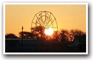 Ferris wheel during sunset at the Eastern Colorado round-up rodeo in Akron, Colorado