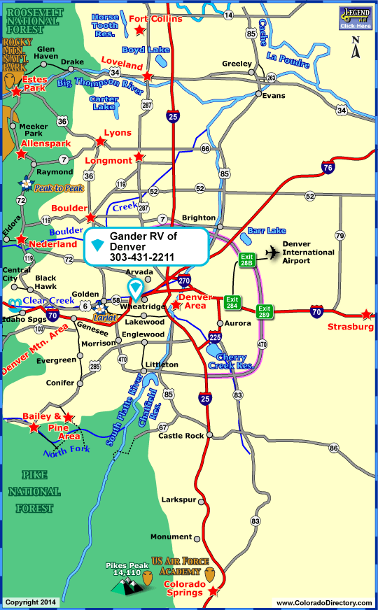 Gander RV of Denver business location map