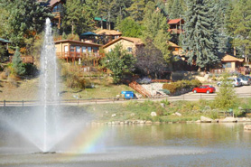 Aerial view of Lakeside Cottages in the Pikes Peak Area of Colorado.