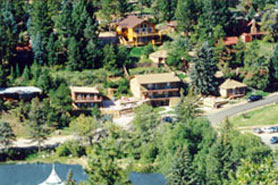 Aerial view of Lakeside Cottages in the Pikes Peak Area of Colorado