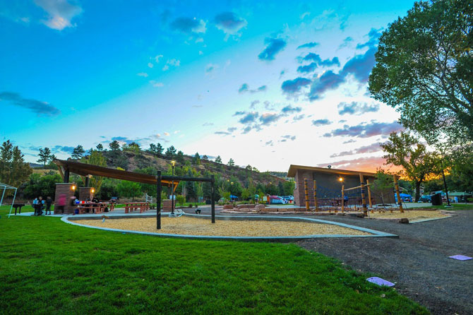 LaVern Johnson RV Park and Campground during sunset. Full Hookup Camping in Lyons near Estes Park. Tent Camping. Picnic Areas. Shelter Facilities.