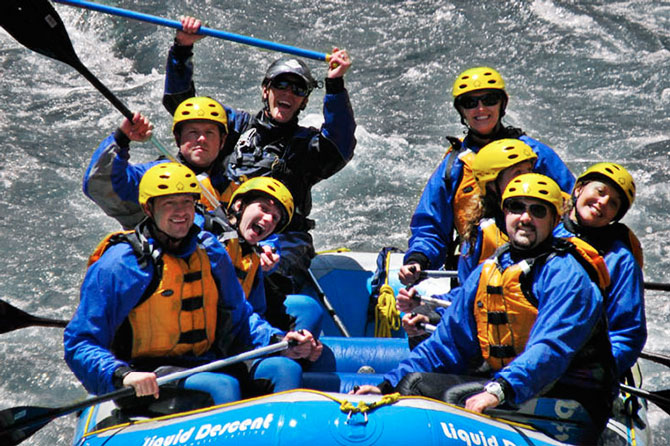 Whitewater rafters from A Liquid Descent Whitewater Rafting in Summit County, Colorado