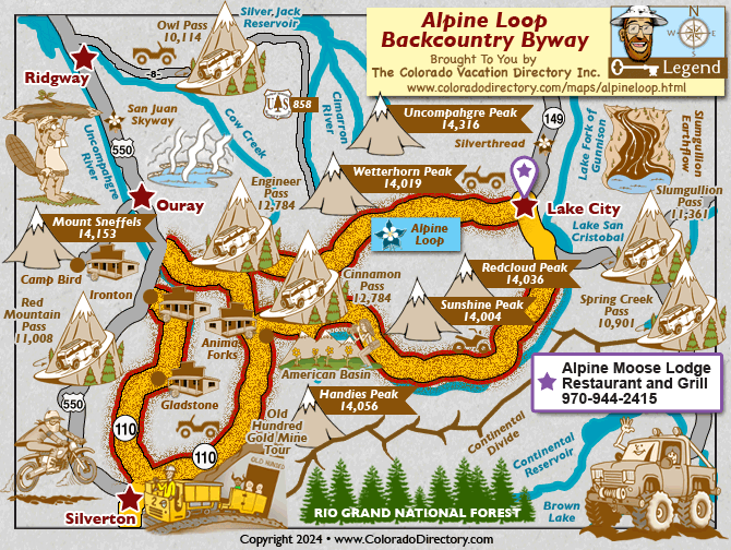 Alpine Loop Backcountry Scenic Byway Map, Colorado