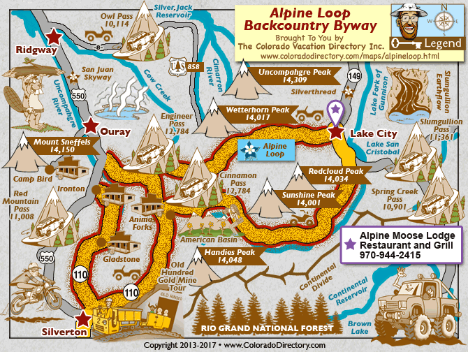 Alpine Loop Backcountry Byway Map, Colorado