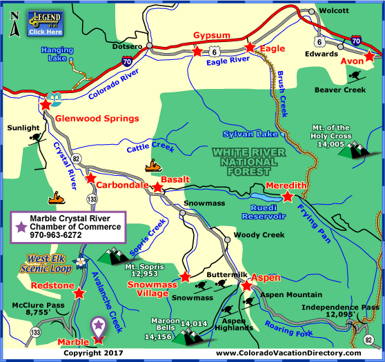 Aspen & Crystal River Valley Area Maps Colorado Vacation Directory