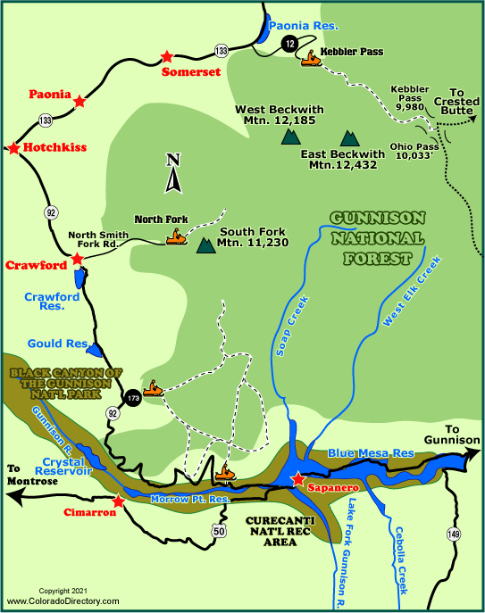 Black Canyon of the Gunnison Snowmobile Trails Map, Colorado