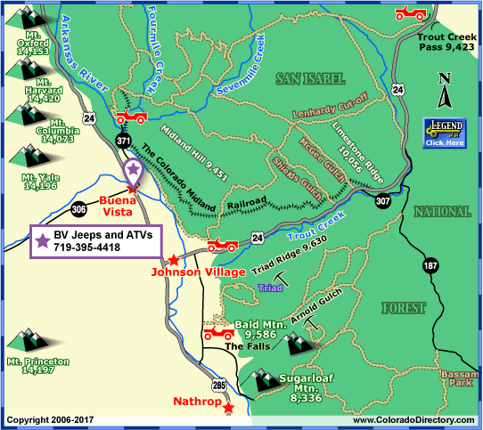 Buena Vista Jeeping Atv Trails Map Colorado Vacation Directory