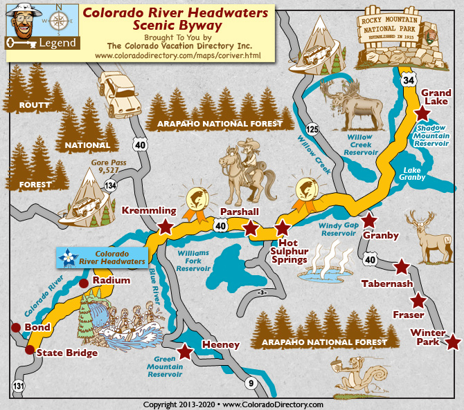 Colorado River Headwaters Scenic Byway Map, Colorado