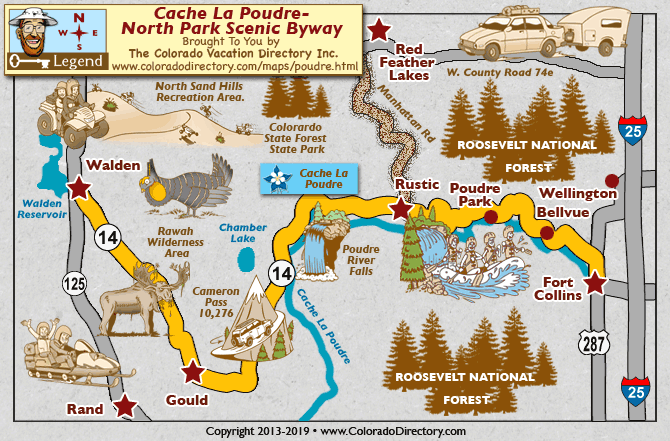 Cache La Poudre North Park Scenic Byway Map Colorado Vacation