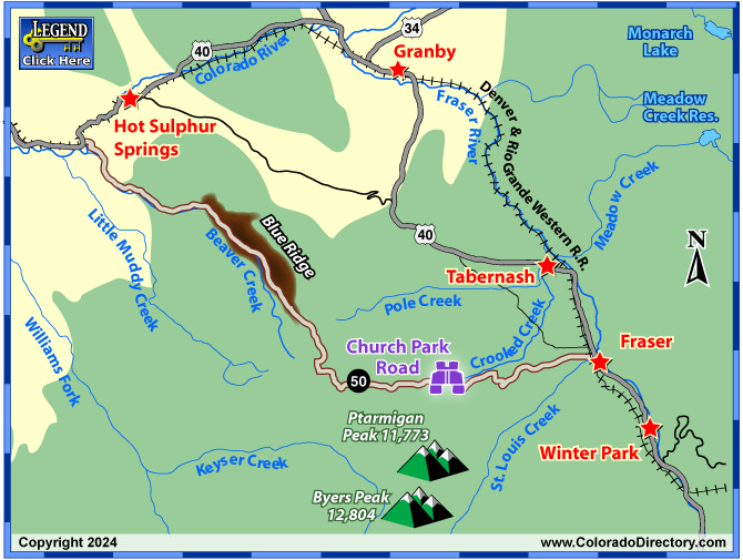 Church Park Road Scenic Drive Byway Map, Colorado