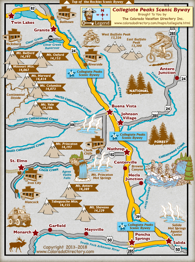 Collegiate Peaks Scenic Byway Map, Colorado