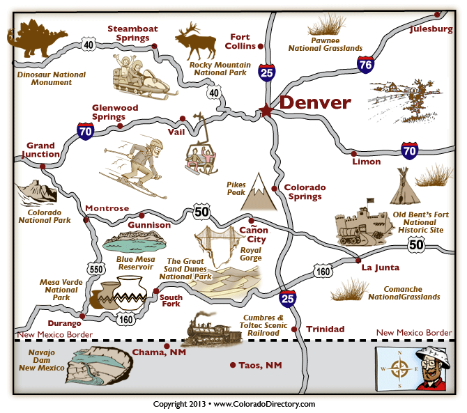 Colorado Region Locations Map Co Vacation Directory