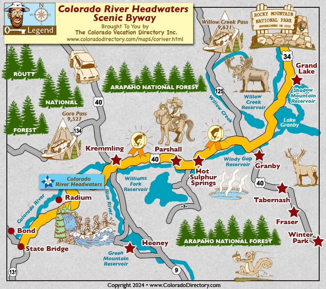Colorado River Headwaters Scenic Byway Map, Colorado