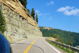 A motorcycles perspective of Dinosaur Diamond Scenic Byway, Colorado.