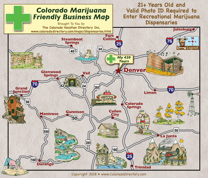 Map of Colorado Marijuana Tours, Dispensaries and Services