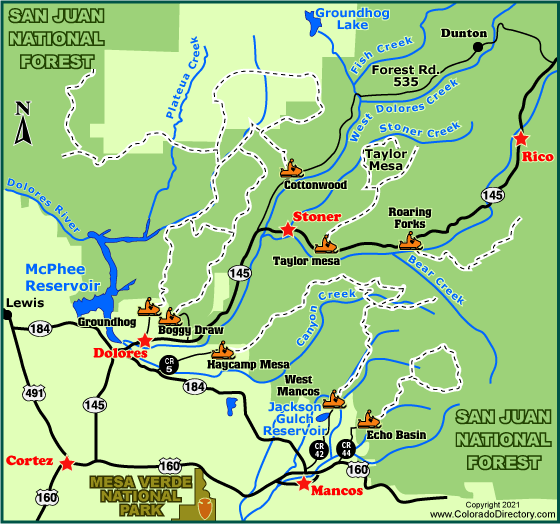 Dolores Snowmobile Trails Map, Colorado