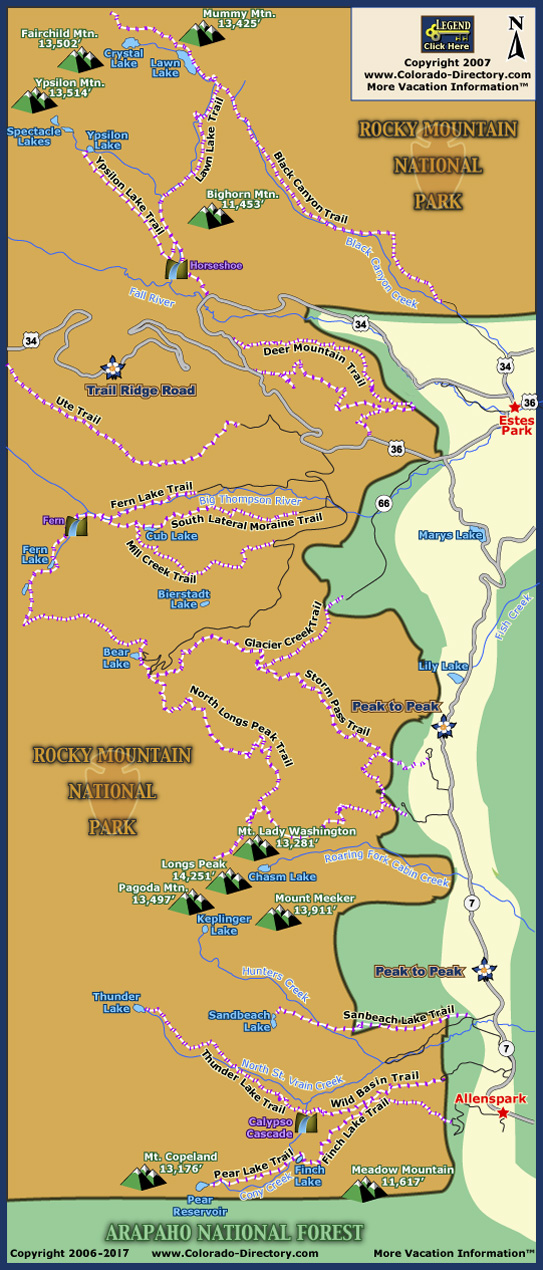 Estes Park Snowshoeing Trail Map, Colorado