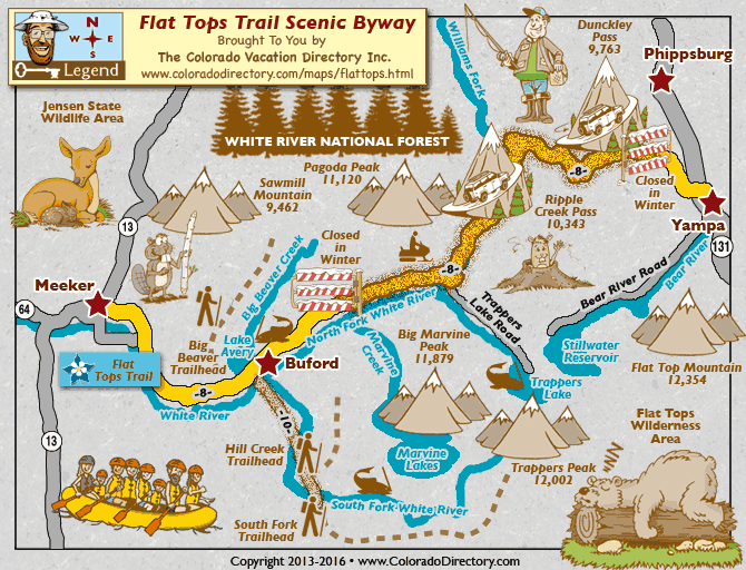 Flat Tops Trail Scenic Byway Map, Colorado