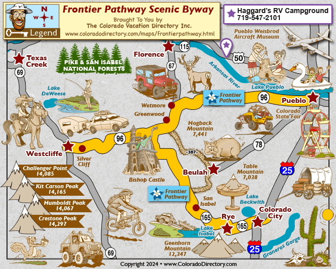 Frontier Pathway Scenic Byway Map, Colorado