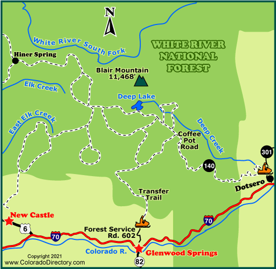 Glenwood Springs Snowmobile Trails Map, Colorado