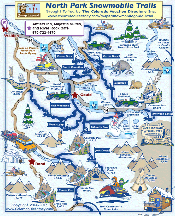 North Park-Gould Snowmobile Trails Map, Colorado
