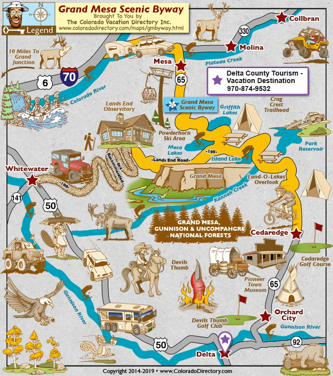 Grand Mesa Scenic Byway Map Colorado Vacation Directory