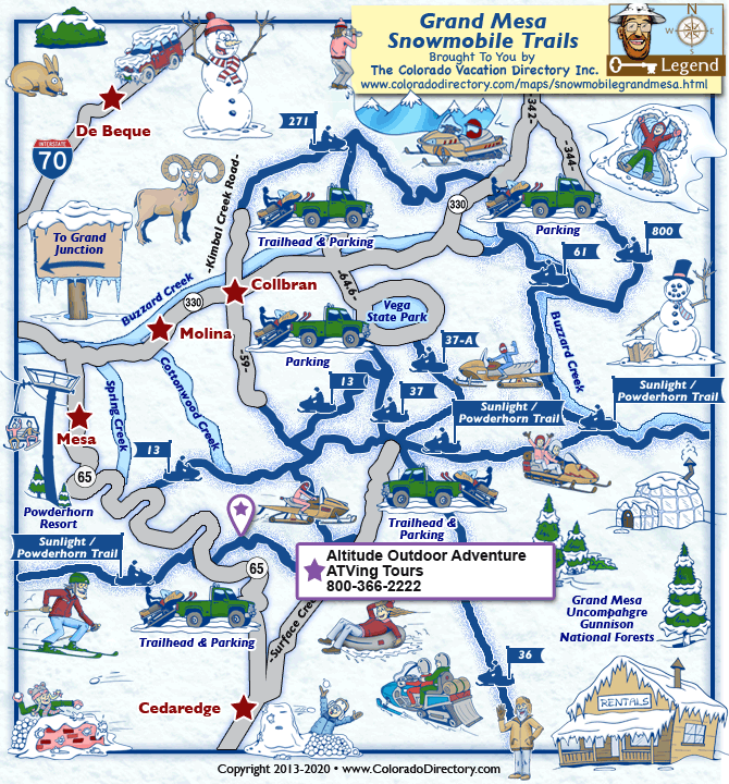 Grand Mesa Snowmobile Trails Map Colorado Vacation Directory