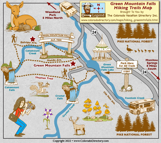 Green Mountain Falls Hiking Map, Colorado