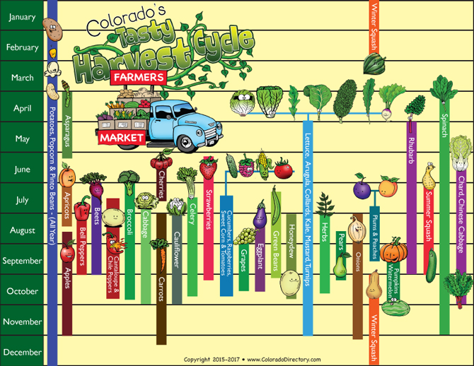 Colorados Tasty Harvest Cycle, Growing crop agritourism calendar