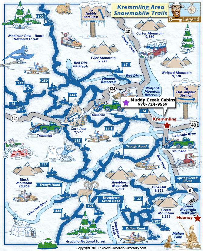 Kremmling Area Snowmobile Trails Map, Colorado