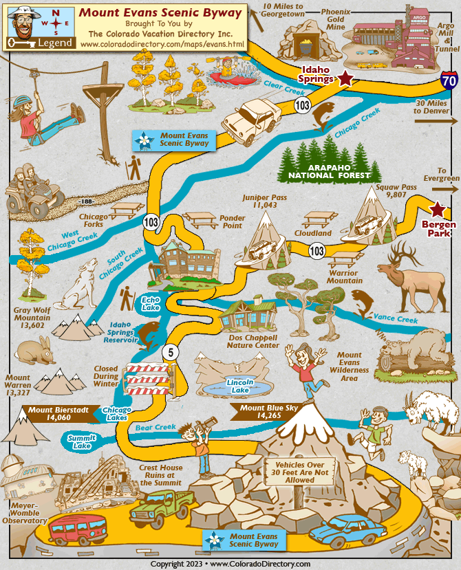 Mount Evans Scenic Byway Map, Colorado