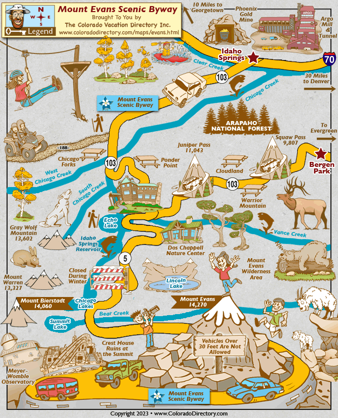 Mount Evans Scenic Byway Map, Colorado