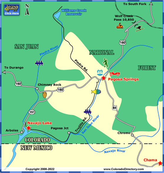 Pagosa Springs Area Map, Colorado