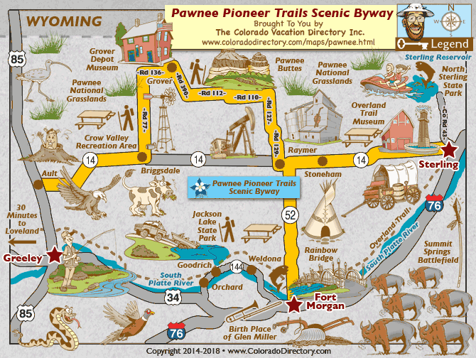 Pawnee Pioneer Trails Scenic Byway Map, Colorado