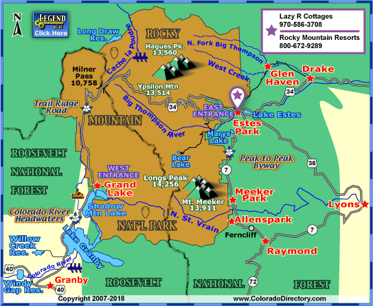 Rocky Mountain National Park Map, Colorado