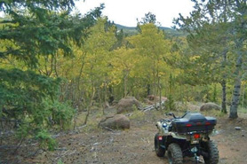 ATV parked on Rampart Range Road near Woodland Park and Garden of the Gods, Colorado
