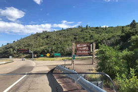 Welcome to Colorado sign on Raton Pass at the New Mexico Border.