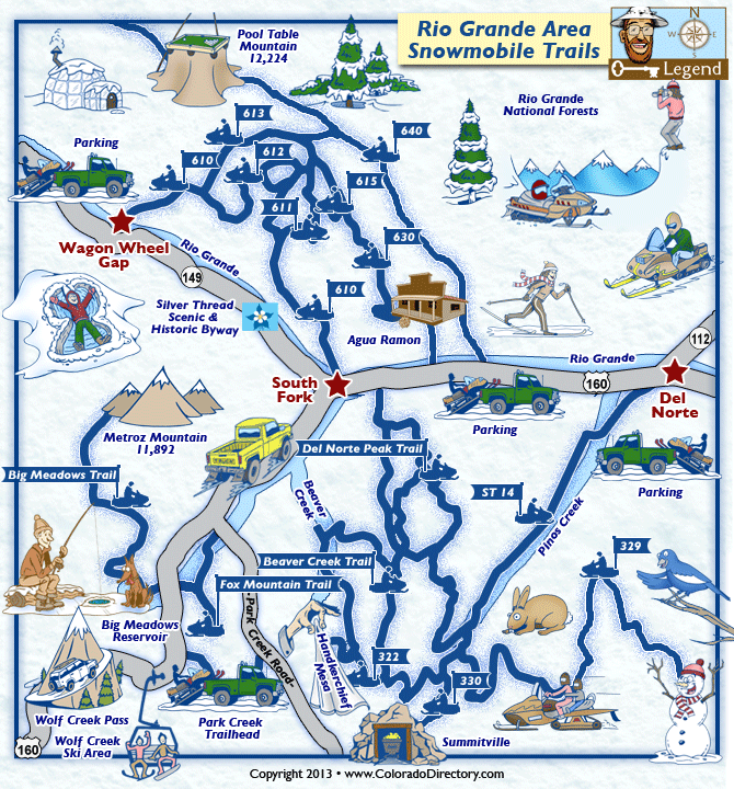 South Fork Rio Grande Snowmobile Trails Map Colorado Vacation Directory