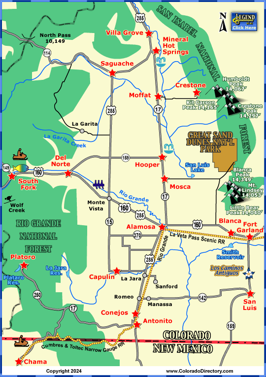 Map of San Luis Valley, Colorado