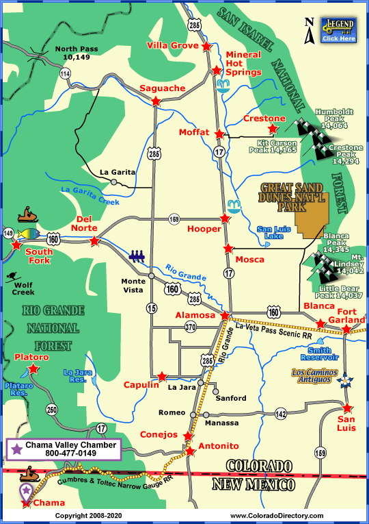 San Luis Valley,コロラド州地図