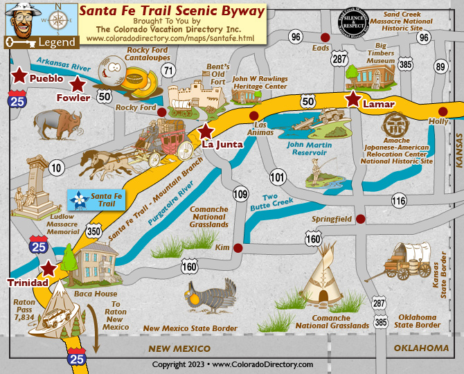 Santa Fe Trail Scenic Byway Map, Colorado