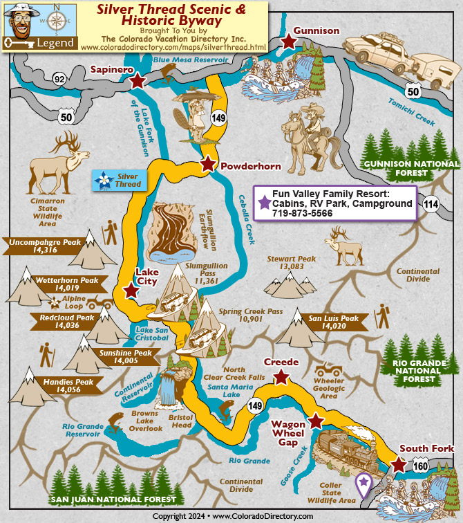 Silver Thread Scenic Byway Map, Colorado