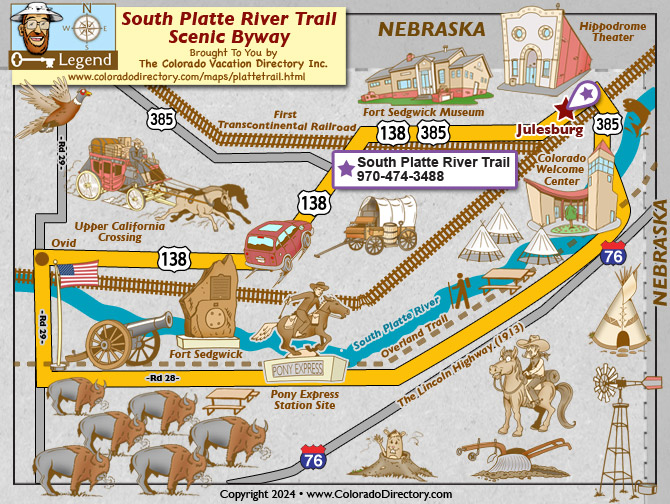 South Platte River Trail Scenic Byway Map, Colorado