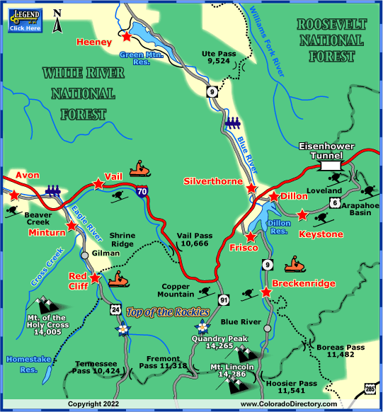 Map of Summit County Area, Colorado