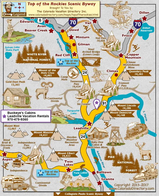 Top of the Rockies Scenic Byway Map, Colorado